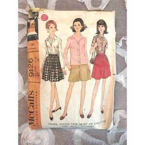 Vintage 1967, MCCALL's Sewing Pattern #9126, Junior Girls Skirt~Culottes~Shirt!‎